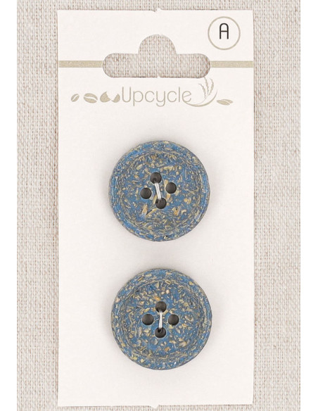 Carta di 2 bottoni blu 20 mm 4 fori - Grani di riso arrotolati