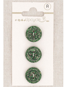 Carta di 3 bottoni verdi 15 mm 4 fori - Chicchi di riso arrotolati