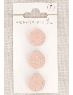 Carta di 3 bottoni rosa 15 mm con gambo - Grani di riso
