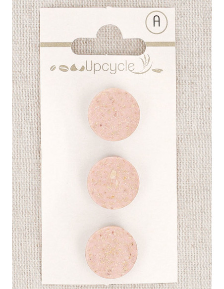 Carta di 3 bottoni rosa 15 mm con gambo - Grani di riso