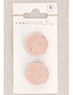 Scheda di 2 bottoni rosa 20 mm con gambo - Chicchi di riso
