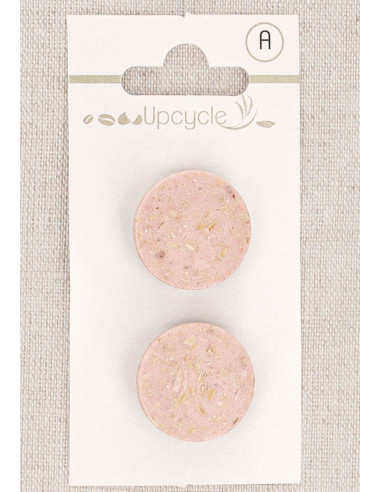 Scheda di 2 bottoni rosa 20 mm con gambo - Chicchi di riso