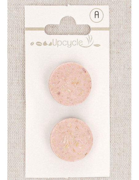 Scheda di 2 bottoni rosa 20 mm con gambo - Chicchi di riso