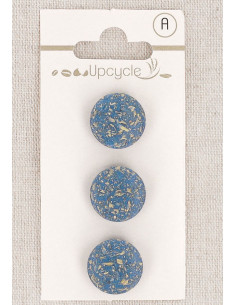 Carta di 3 bottoni blu 15 mm con gambo - Grani di riso