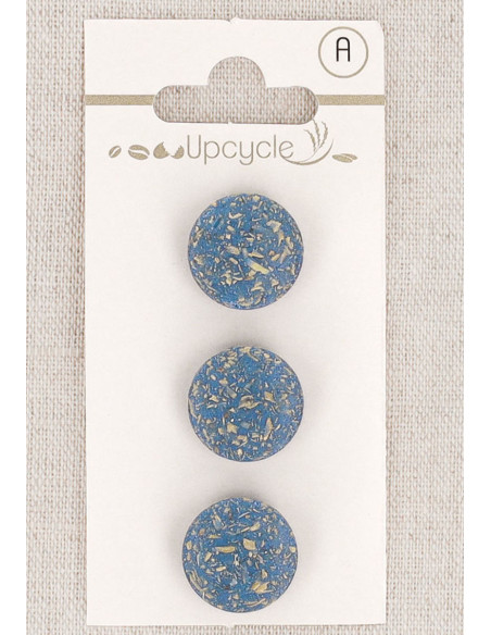 Carta di 3 bottoni blu 15 mm con gambo - Grani di riso