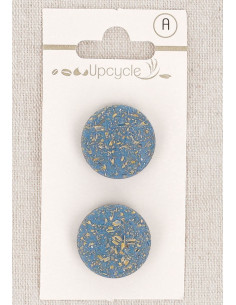 Carta di 2 bottoni blu 20 mm a gambo - Chicchi di riso