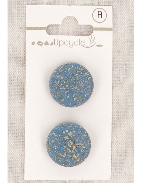 Carta di 2 bottoni blu 20 mm a gambo - Chicchi di riso