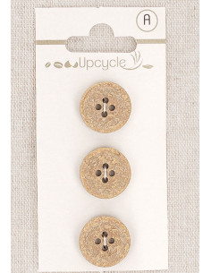Carta di 3 bottoni beige 15 mm 4 fori - Fantasie