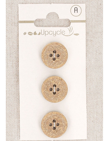 Carta di 3 bottoni beige 15 mm 4 fori - Fantasie