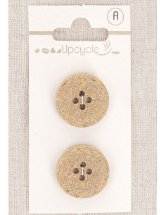 Scheda di 2 bottoni beige 20 mm 4 fori - Fantasie