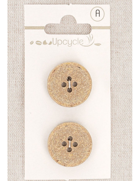 Scheda di 2 bottoni beige 20 mm 4 fori - Fantasie