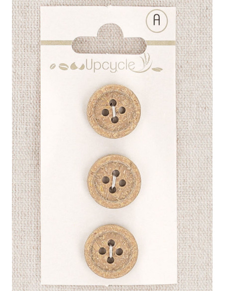 Carta di 3 bottoni beige 15 mm 4 fori - Fantasie bordo arrotolato