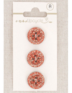 Carta di 3 bottoni in rame 15 mm 4 fori - Fantasie bordo arrotolato