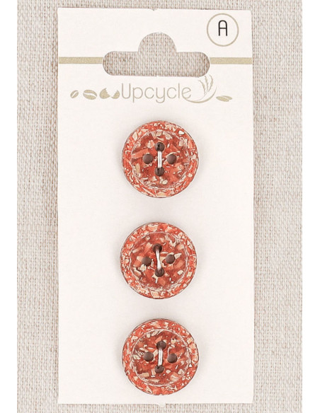 Carta di 3 bottoni in rame 15 mm 4 fori - Fantasie bordo arrotolato