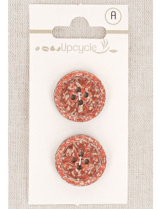 Carta di 2 bottoni in rame 20 mm 4 fori - Fantasie bordo arrotolato