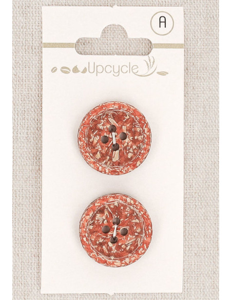 Carta di 2 bottoni in rame 20 mm 4 fori - Fantasie bordo arrotolato