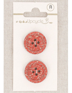 Carta di 2 bottoni rossi 20 mm 4 fori - Fantasie bordo arrotolato