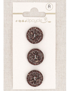 Carta di 3 bottoni viola 15 mm 4 fori - Fantasie bordo arrotolato
