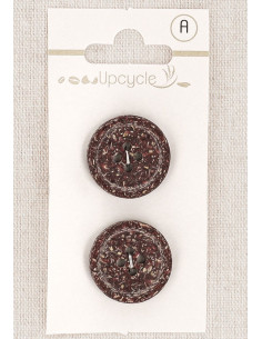 Carta di 2 bottoni viola 20 mm 4 fori - Fantasie bordo arrotolato