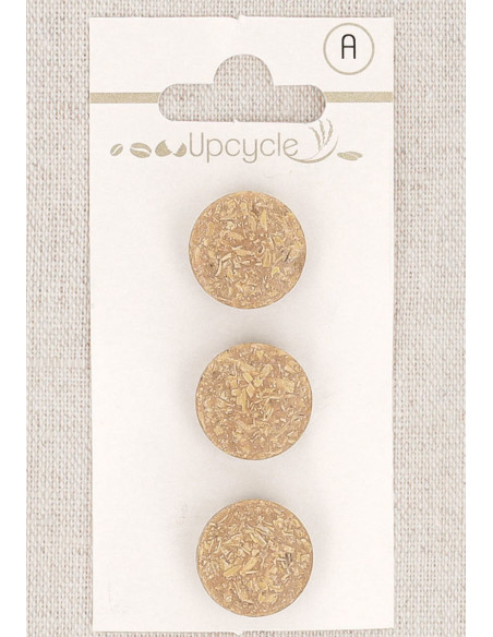 Scheda di 3 bottoni beige 15 mm con gambo - Fantasie