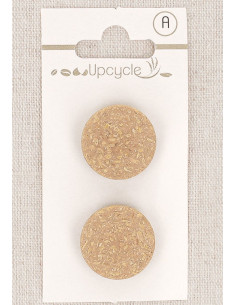 Scheda di 2 bottoni beige 20 mm con gambo - Fantasie