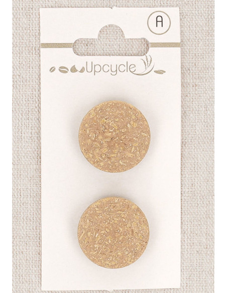 Scheda di 2 bottoni beige 20 mm con gambo - Fantasie