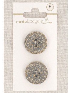 Carta di 2 bottoni grigi 20 mm 4 fori - Fantasie