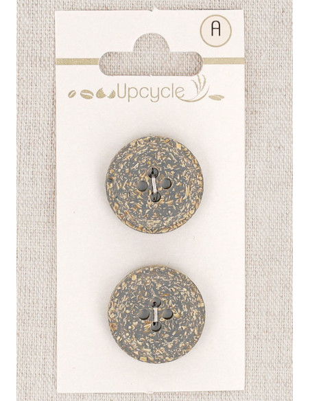 Carta di 2 bottoni grigi 20 mm 4 fori - Fantasie