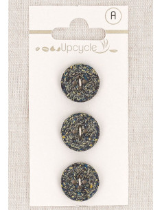 Carta di 3 bottoni blu petrolio 15 mm 4 fori - Fantasie