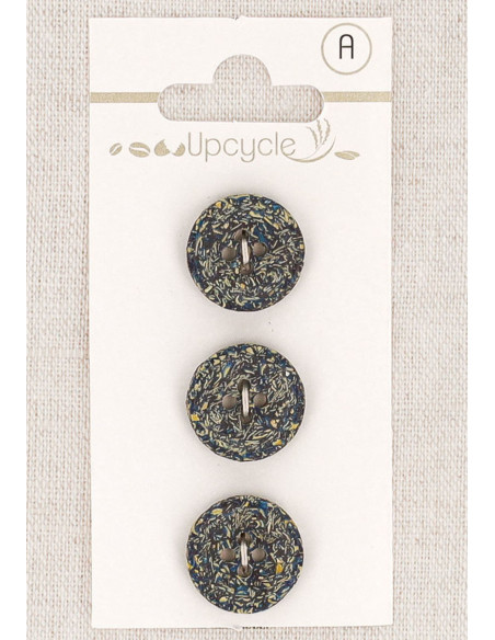 Carta di 3 bottoni blu petrolio 15 mm 4 fori - Fantasie