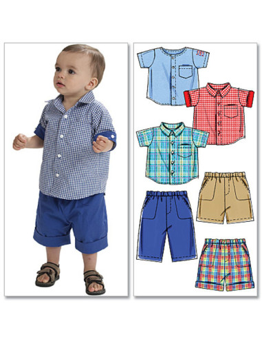 Modello di camicia, pantaloncini e pantaloni