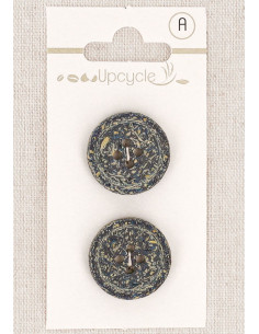 Scheda di 2 bottoni blu petrolio 20 mm 4 fori - Fantasie bordo arrotolato