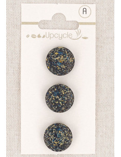 Carta di 3 bottoni blu petrolio 15 mm con gambo - Fantasie