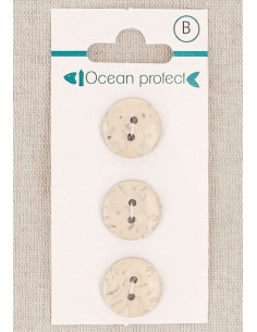 Carta di 3 bottoni beige 15 mm 2 fori - Piatto