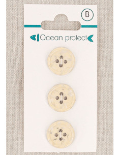 Carta di 3 bottoni beige 15 mm 4 fori - Bordo arrotolato