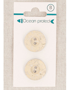 Carta di 2 bottoni beige 20 mm 2 fori - Bordo