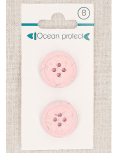 Carta di 2 bottoni rosa 20 mm 4 fori - Bordo arrotolato