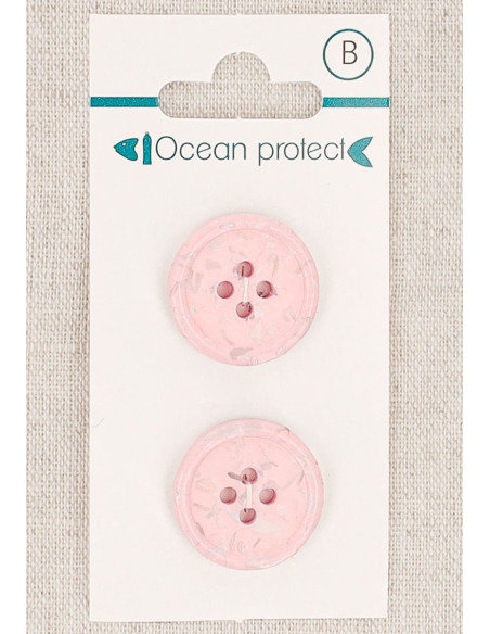 Carta di 2 bottoni rosa 20 mm 4 fori - Bordo arrotolato