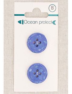 Carta di 2 bottoni blu 18 mm 4 fori - Bordo arrotolato