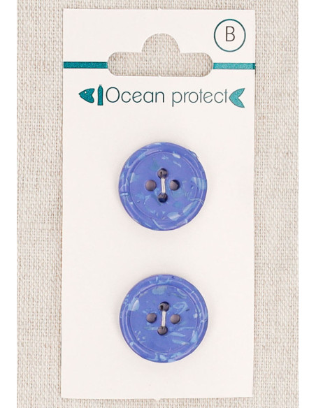 Carta di 2 bottoni blu 18 mm 4 fori - Bordo arrotolato