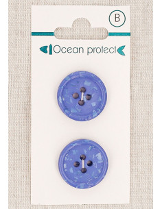 Carta di 2 bottoni blu 20 mm 4 fori - Bordo arrotolato