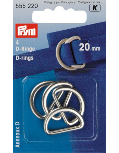 Scatola di 4 anelli a D - Argento 20 mm