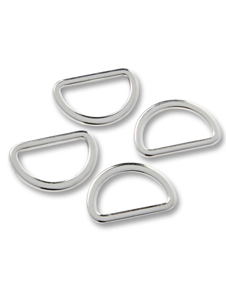 Scatola di 4 anelli a D - Argento 20 mm