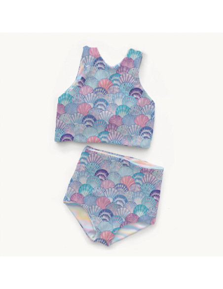 Tessuto lycra costume da bagno - Conchiglia blu