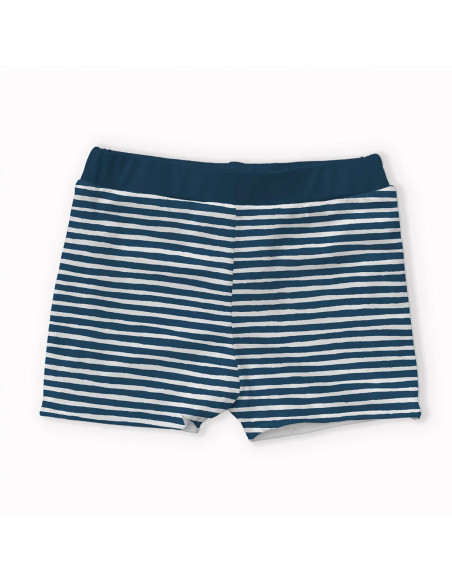 Tessuto lycra costume da bagno - Righe blu petrolio