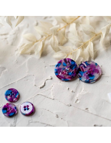 Confezione di 15 bottoni in bioresina 15 mm 4 fori - Lucid