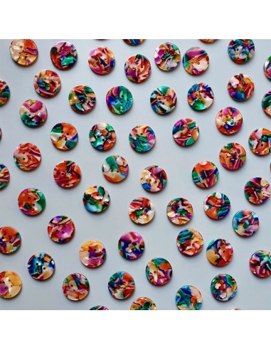 Confezione di 10 bottoni in biorisina 20 mm 4 fori - Kaleidoscope