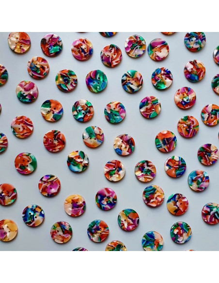Confezione di 10 bottoni in biorisina 20 mm 4 fori - Kaleidoscope