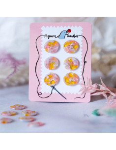 Carta di 6 bottoni in biorisina 25 mm 4 fori - Fanciful