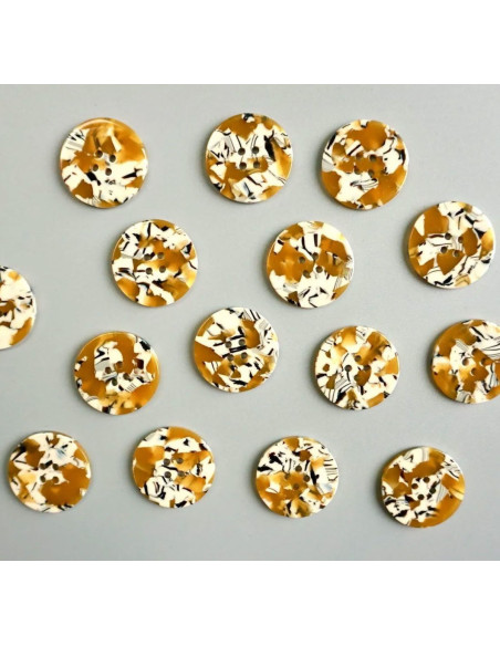 Carta di 6 bottoni in biorisina 25 mm 4 fori - Savanna